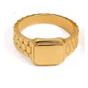 JOSSLYN by wall to wall - 18K STAINLESS STEEL TARNISH FREE  RINGS | 40R119: GOLD SQUARE