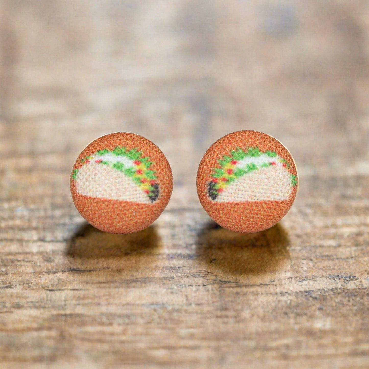 Taco (small) Fabric button Stud Earrings
