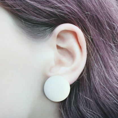 Pink Mushroom Fabric button Stud Earrings