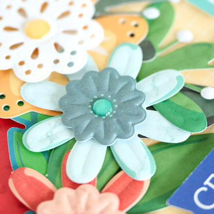 Creative Memories Teal Floral Essential Embellishments