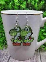 Glitter Yoshi Dangle Earrings | Handmade Resin Jewelry
