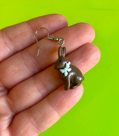 Chocolate Easter Bunny Earrings -Hypoallergenic Stainless Steel Hooks
