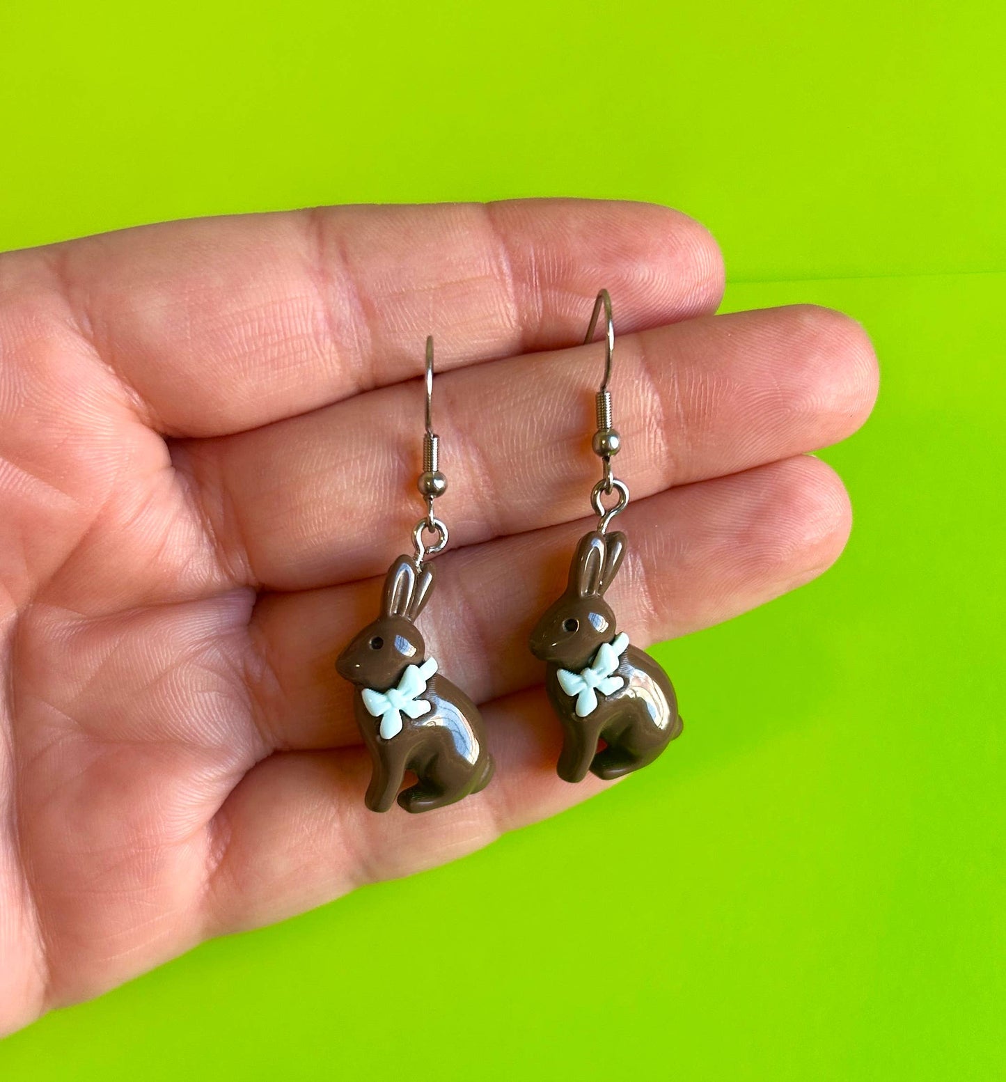 Chocolate Easter Bunny Earrings -Hypoallergenic Stainless Steel Hooks