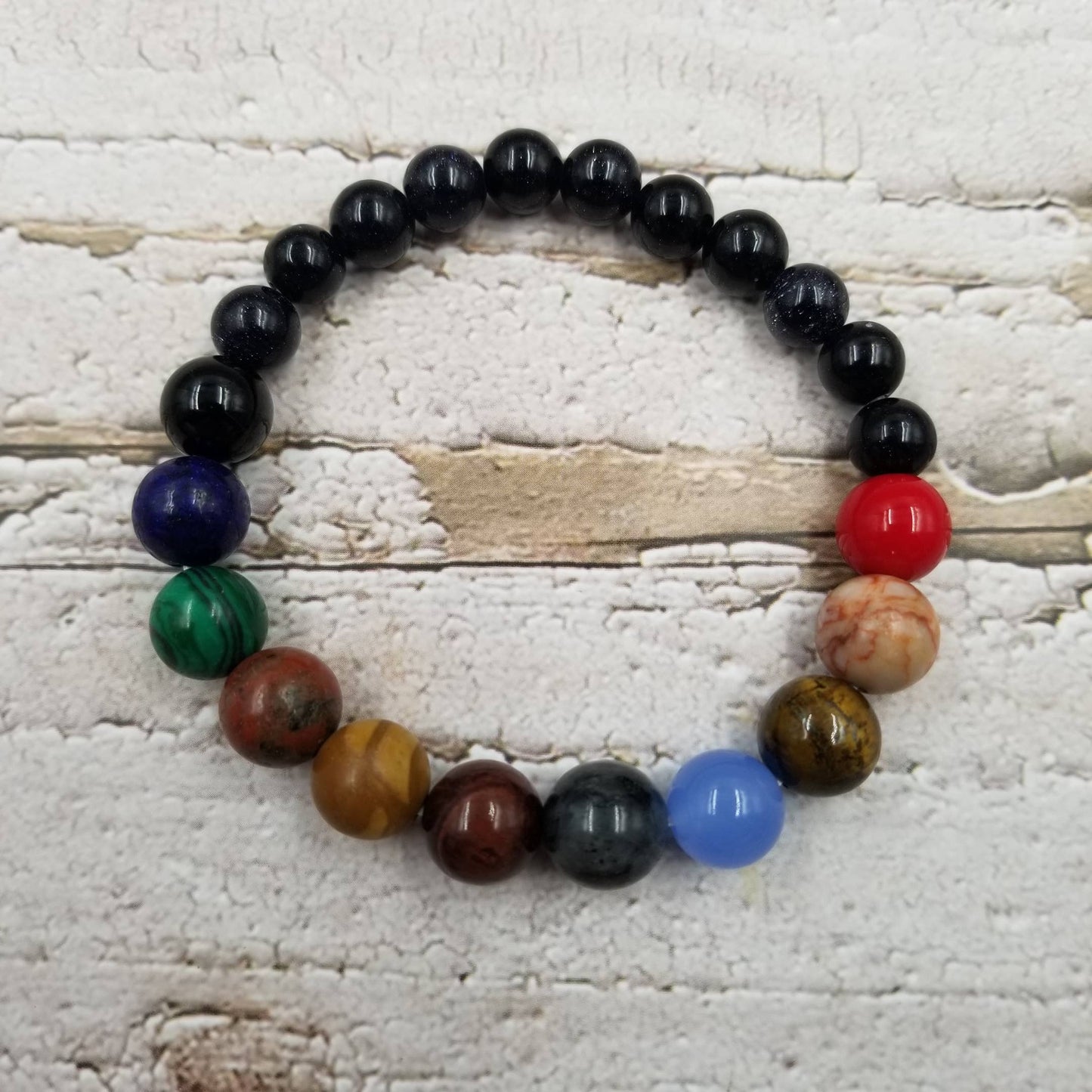 Natural Stone Cosmic Galaxy Eight Planets Bracelet | Celestial Beaded Jewelry