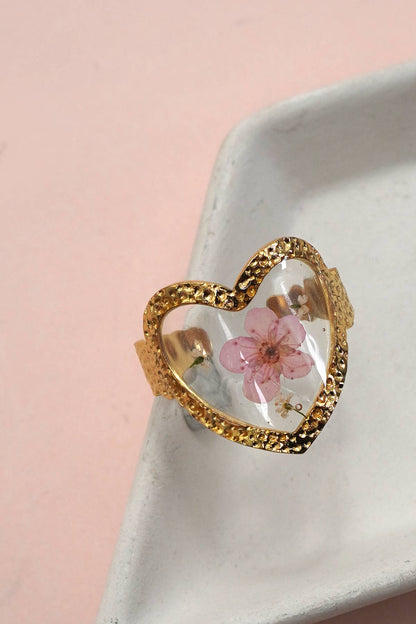 JOSSLYN by wall to wall - 18K STAINLESS STEEL TARNISH FREE FLORAL RINGS | 40R104: OVAL ORANGE