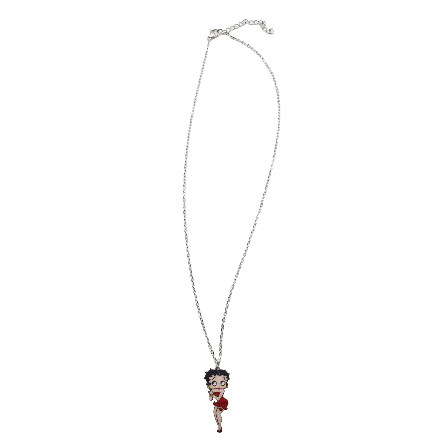 Betty Boop bandana with swinging legs on a silver chain necklace