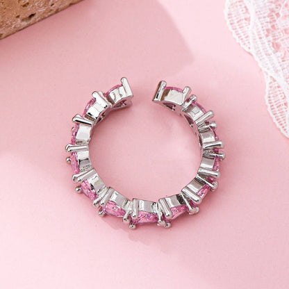 JOSSLYN by wall to wall - Pink Heart Eternity Band Ring | 80R219: Silver
