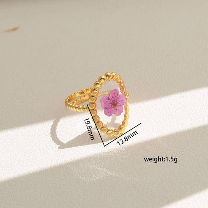 JOSSLYN by wall to wall - 18K STAINLESS STEEL TARNISH FREE FLORAL RINGS | 40R104: OVAL ORANGE
