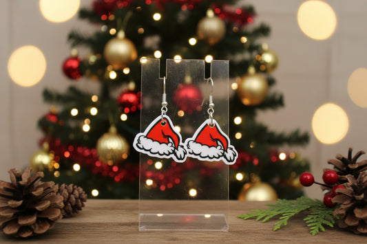 Mini Santa Hat Dangle Earrings – Festive Acrylic Holiday Minis