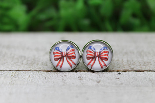 Patriotic Bow Stud Earrings