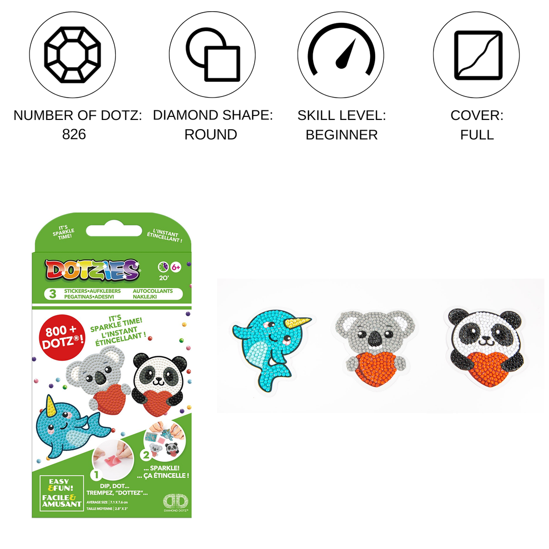 DIAMOND DOTZ® - DOTZIES 3 STICKERS Multi Pack - Love You Chums