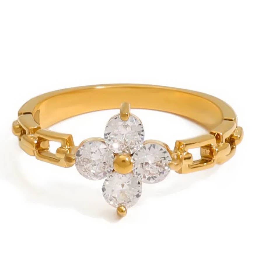 JOSSLYN by wall to wall - 18K STAINLESS STEEL TARNISH FREE  RINGS | 40R119: GOLD SQUARE