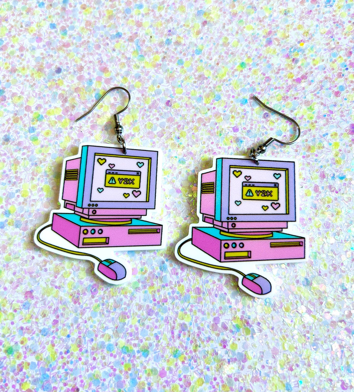 Y2K Computer Earrings – Retro Pastel Dangle Earrings