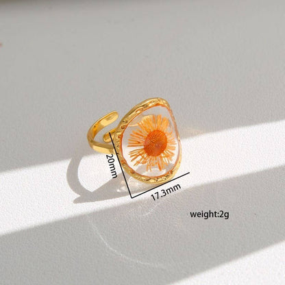 JOSSLYN by wall to wall - 18K STAINLESS STEEL TARNISH FREE FLORAL RINGS | 40R104: HEART APRICOT
