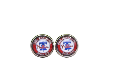 Phillies Baseball Glass Stud Earrings | 12mm Handmade Fan Jewelry