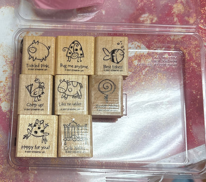 Stampin' Up! A Little Birdie Told Me Stamp Set LOT (2007) Retired Wood Mount Rubber – 8pc