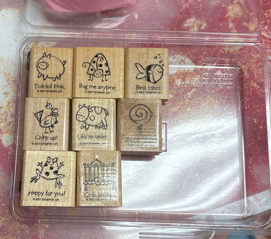 Stampin' Up! A Little Birdie Told Me Stamp Set LOT (2007) Retired Wood Mount Rubber – 8pc
