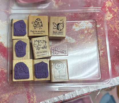 Stampin' Up! A Little Birdie Told Me Stamp Set LOT (2007) Retired Wood Mount Rubber – 8pc