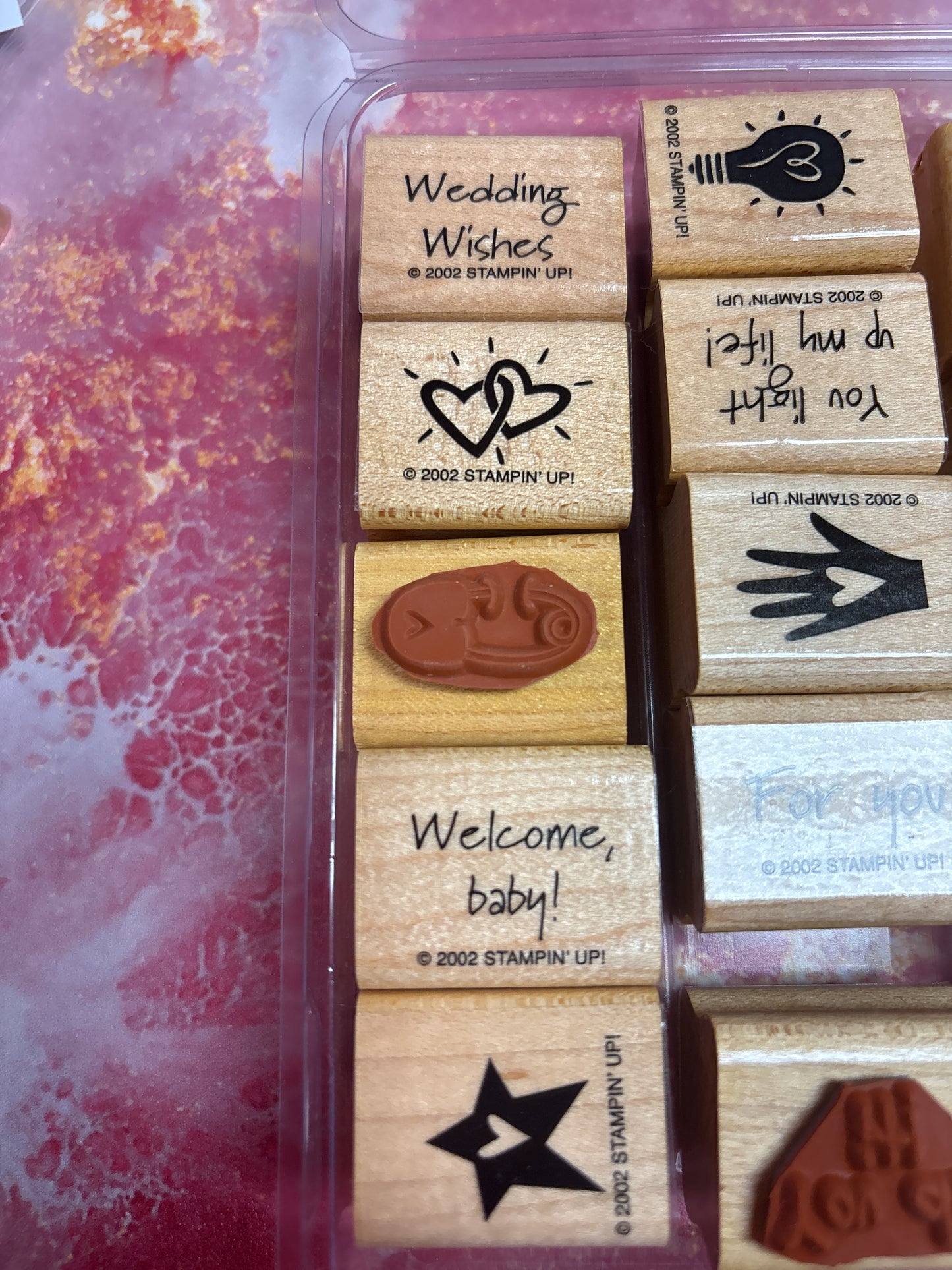 Stampin' Up! 2002 Wood-Mounted Rubber Stamp Lot – ~24pc Mixed Vintage Set