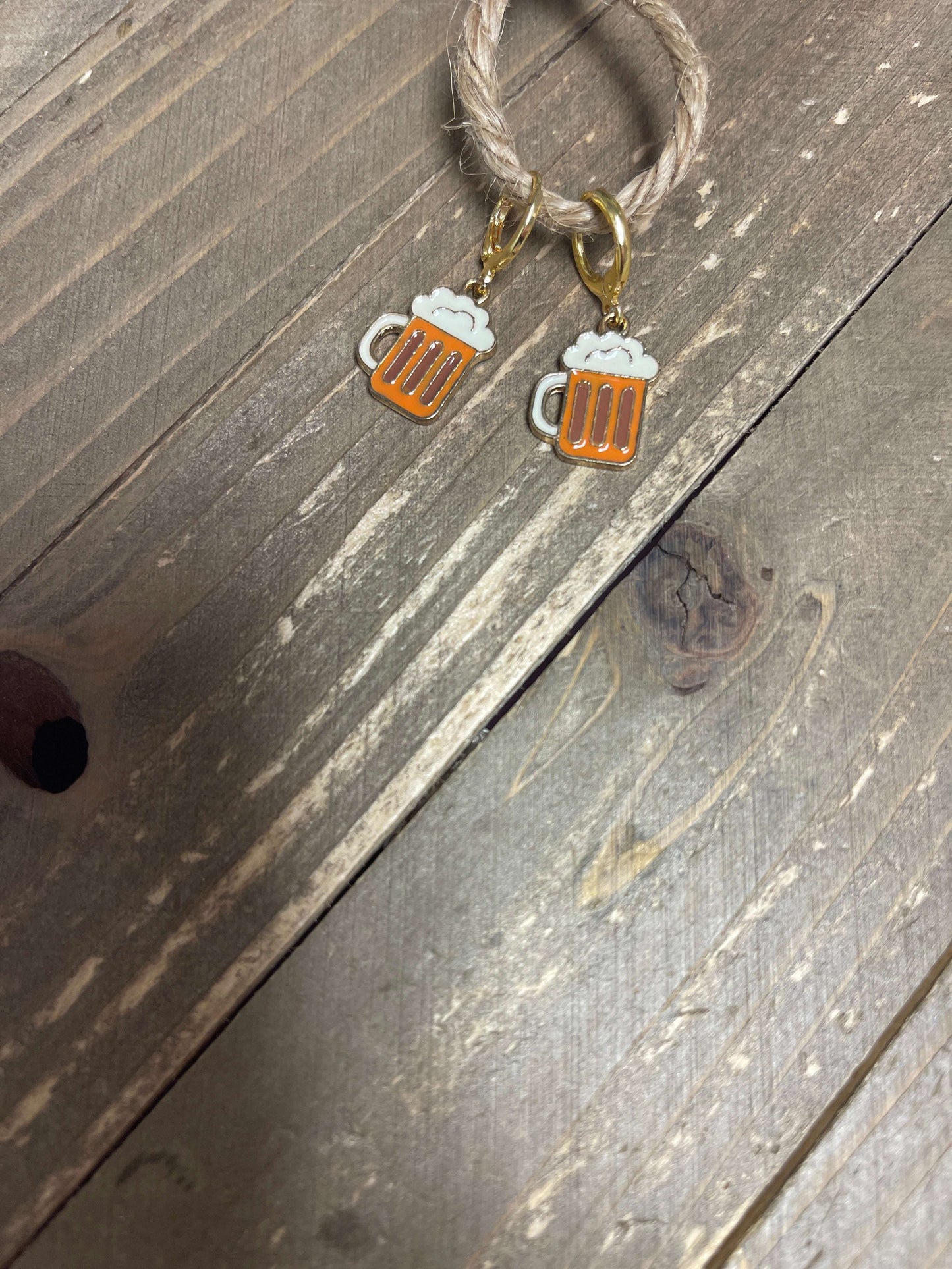 Metal It's time to get your drink on Beer Wire EarringsPink tiful of LOVE