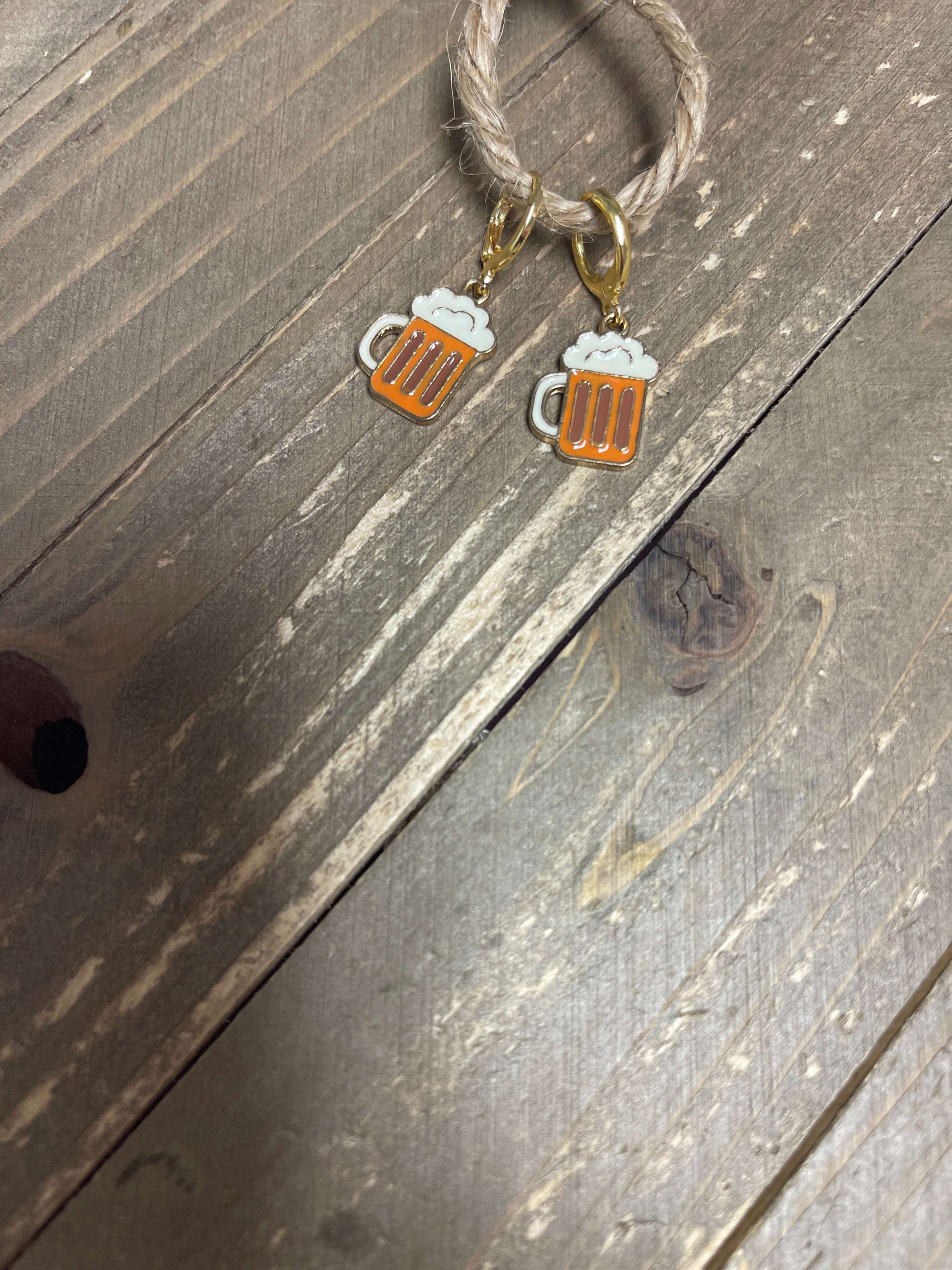 Metal It's time to get your drink on Beer Wire EarringsPink tiful of LOVE