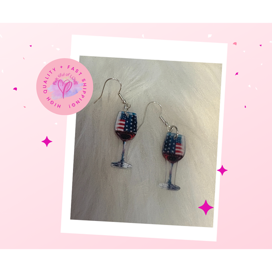 4th of July Cheers Wire Earrings