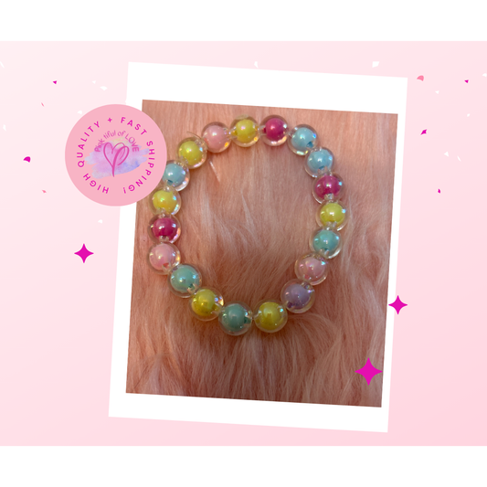 🌈 Pastel Round Acrylic Beaded Stretch Bracelet