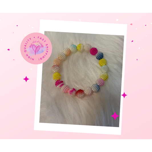 🌈 Multicolor bubblegum style Beaded Stretch Bracelet