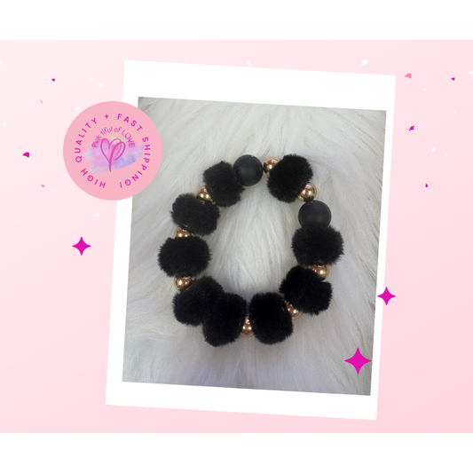 Black Fuzzy beaded bracelet