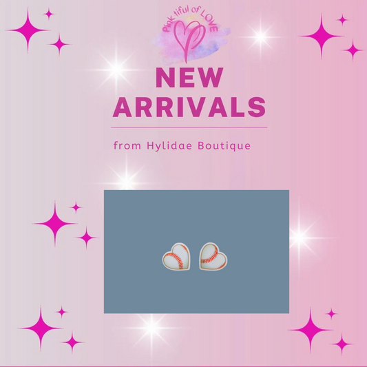 Baseball Heart Stud Earrings