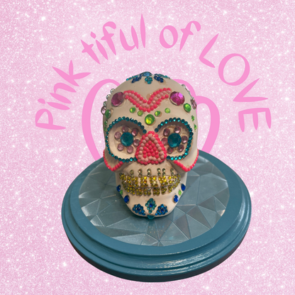 Diamond Art Ceramic Figurine – Colorful Sugar Skull Sparkle Décor