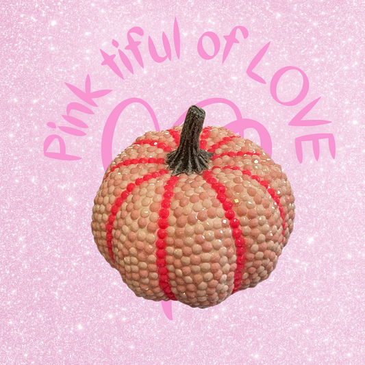 Diamond Art Pumpkin – Pink Sparkle Fall Décor (4"x4"x2")