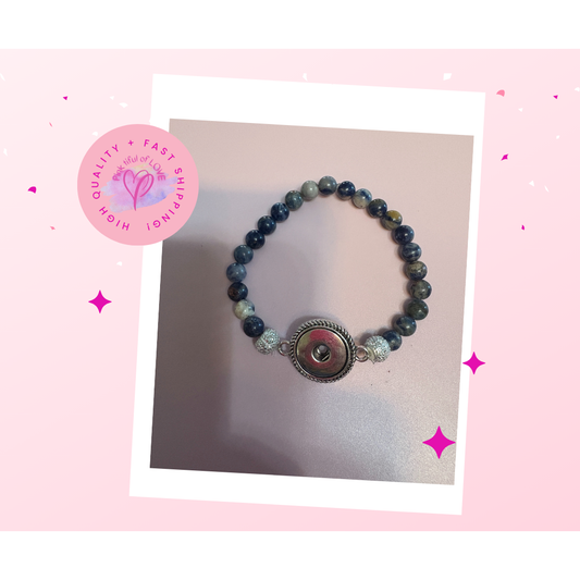 💙✨ Blue Sodalite Round Beaded Stretchy SNAP Bracelet ✨💙