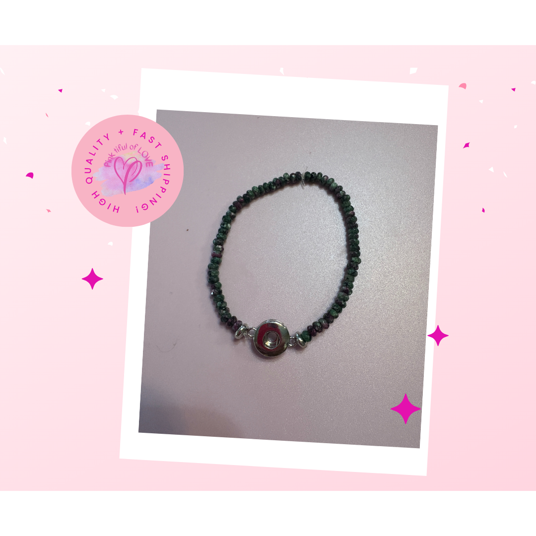 💚✨ Green Dyed Morganite Rondelle Beaded Mini Snap Stretchy Bracelet ✨💚