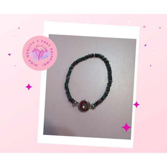 💚✨ Green Dyed Morganite Rondelle Beaded Mini Snap Stretchy Bracelet ✨💚
