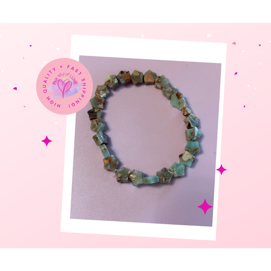 🌿✨ Serpentinite Jasper Flower Beaded Stretchy Bracelet ✨🌿
