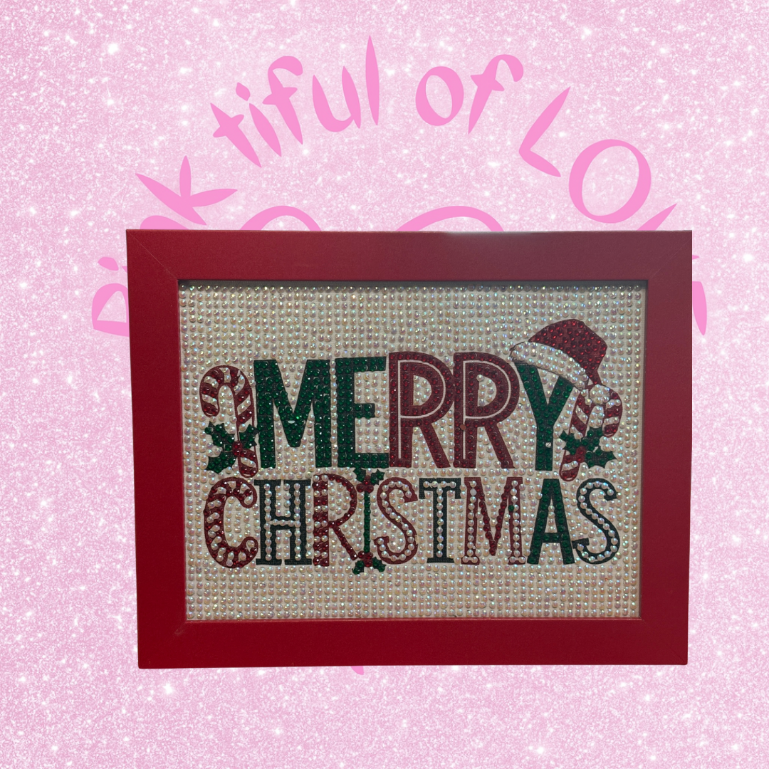 Diamond Art Wall Décor – “Merry Christmas” Sparkle Sign (Frameless Glass-Free Design)