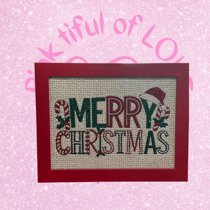 Diamond Art Wall Décor – “Merry Christmas” Sparkle Sign (Frameless Glass-Free Design)