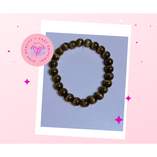 ✨ Brown Cat's Eye Glass Beaded Stretchy Bracelet ✨