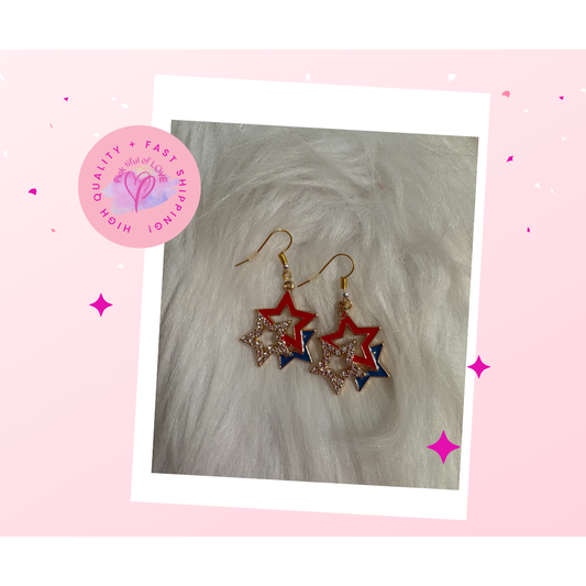 Patriotic Stars wire Earrings