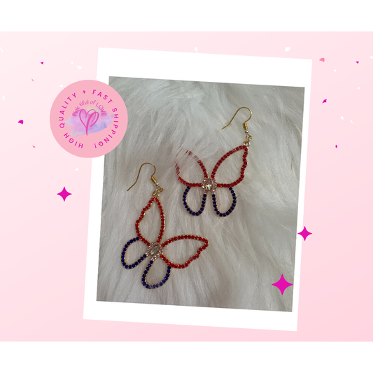 Patriotic butterfly wire Earrings