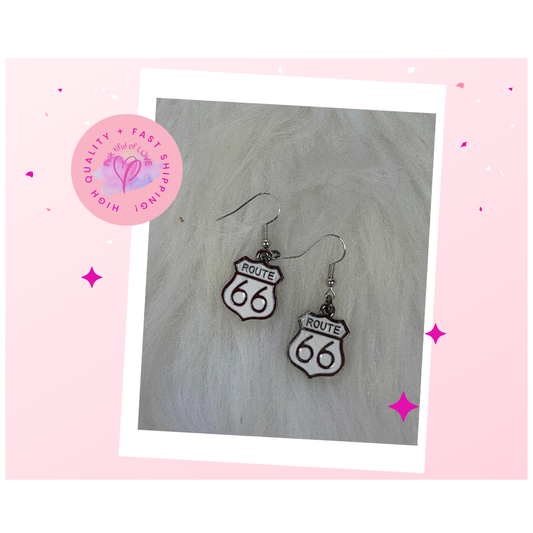 Route 66  Charm wire Earrings
