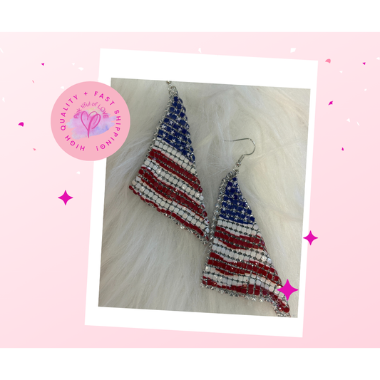 4th of July Flag Wire Earrings