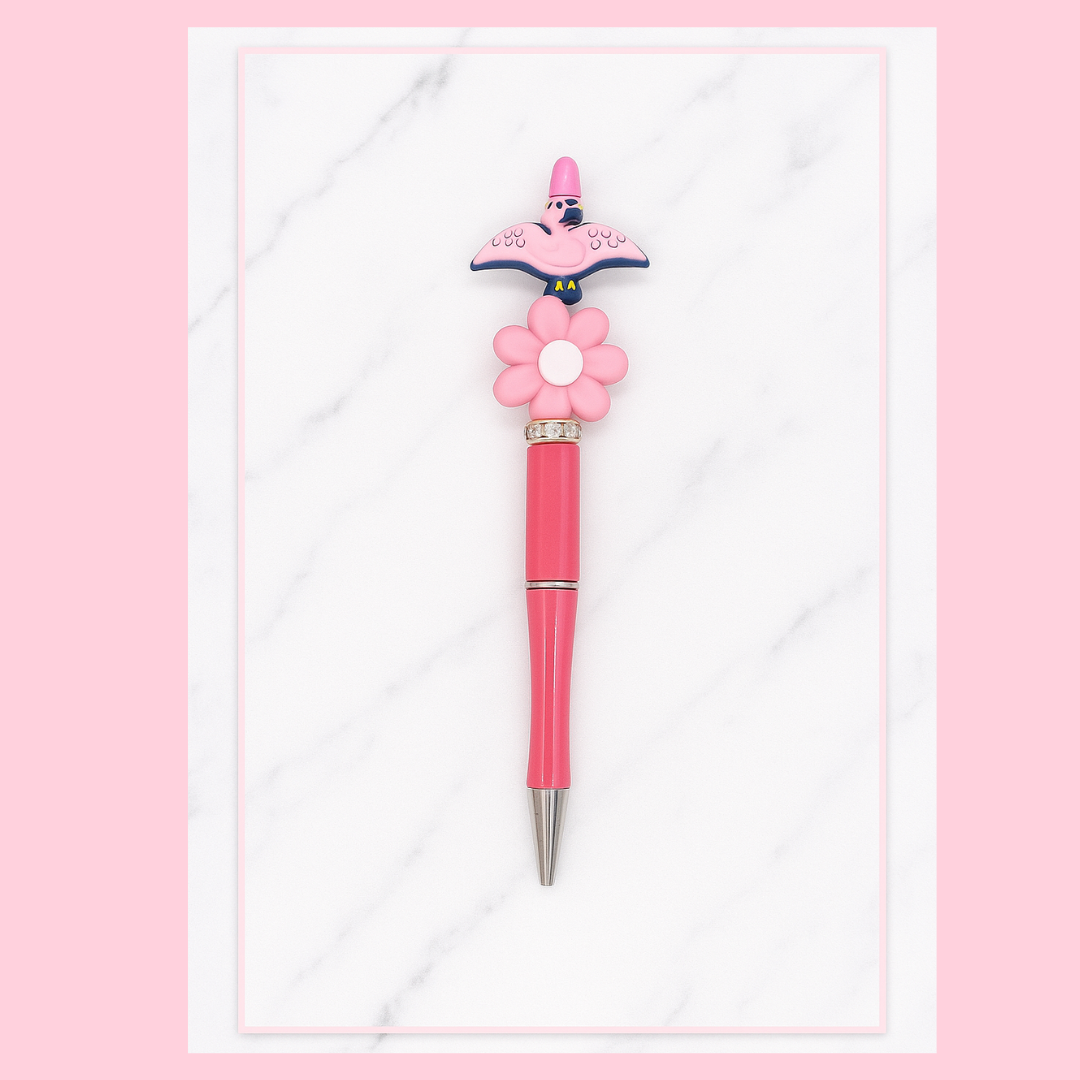 Pink Pterodactylus & Daisy Beadable Pen