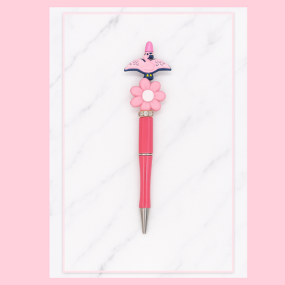 Pink Pterodactylus & Daisy Beadable Pen