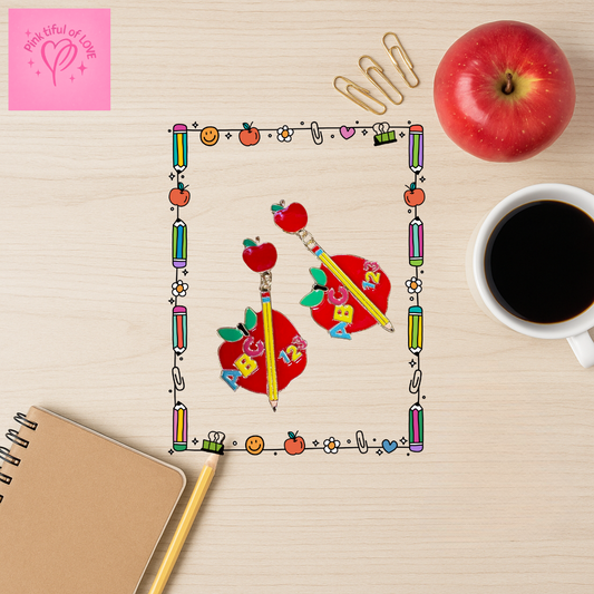 Back-to-School Teacher Apple & Pencil Statement Earrings