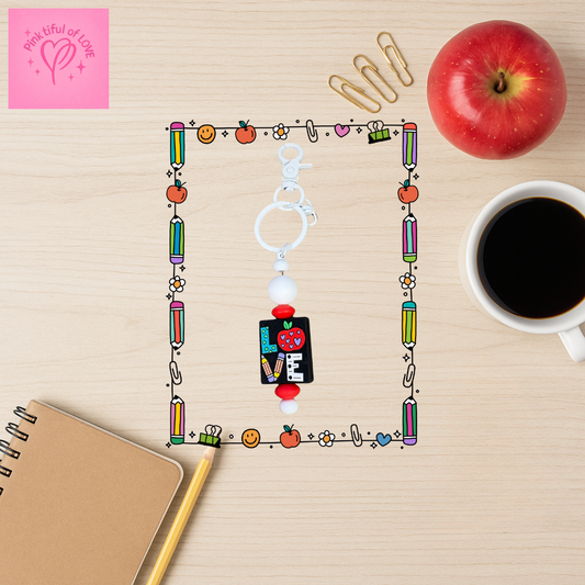 📚🍎 Teacher Love Beaded Keychain