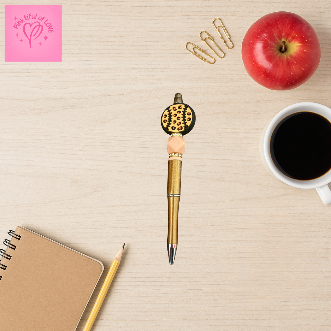 🐆 Leopard Baseball Beadable Pen – Sporty Glam Edition