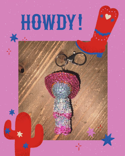 Pink Rodeo Queen Bling Keychain