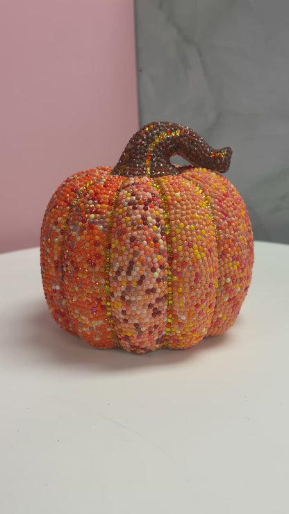 Sparkling Diamond Art Pumpkin – One-of-a-Kind Handmade Décor
